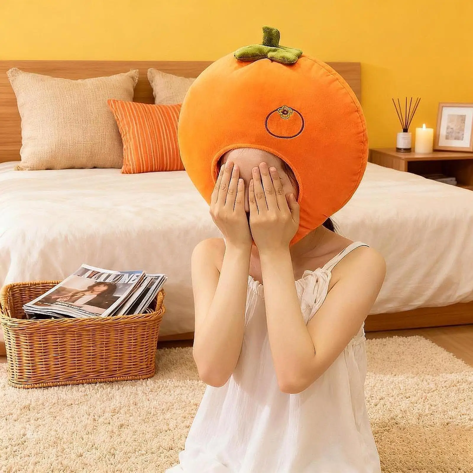 

Плюшевая шляпа хурмы, мягкое нарядное платье, креативный головной убор, забавная новинка, шапка с фруктами для косплея, дня рождения, Хэллоуина