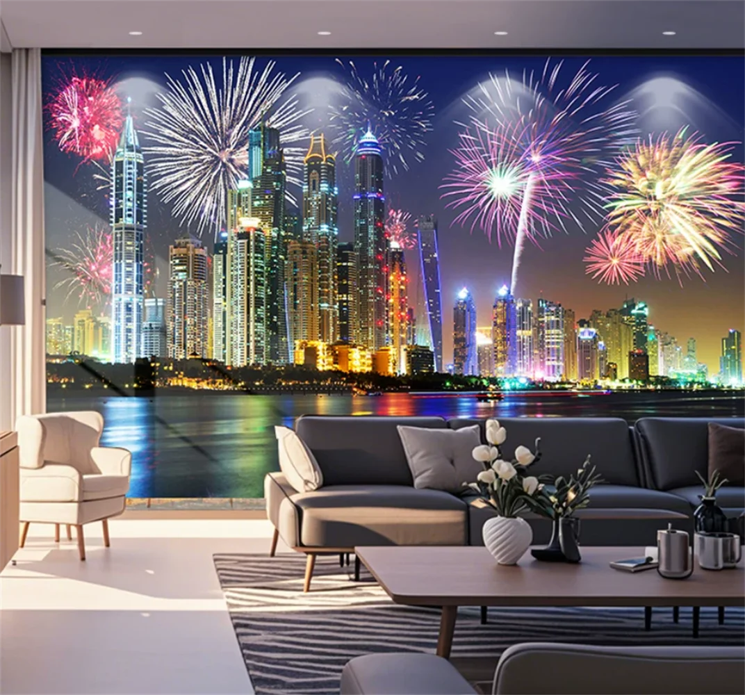 3D customized wallpaper modern simplicity light luxury Tokyo night view TV background wall paintings home decoration