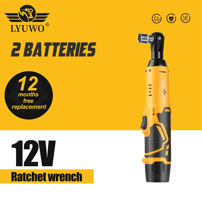 

LYUWO 12V 3/8 Rechargeable Electric , Ratchet Set, Angle Drill, Screwdriver To Remove Screw Nut, Automobile Maintenance Tool