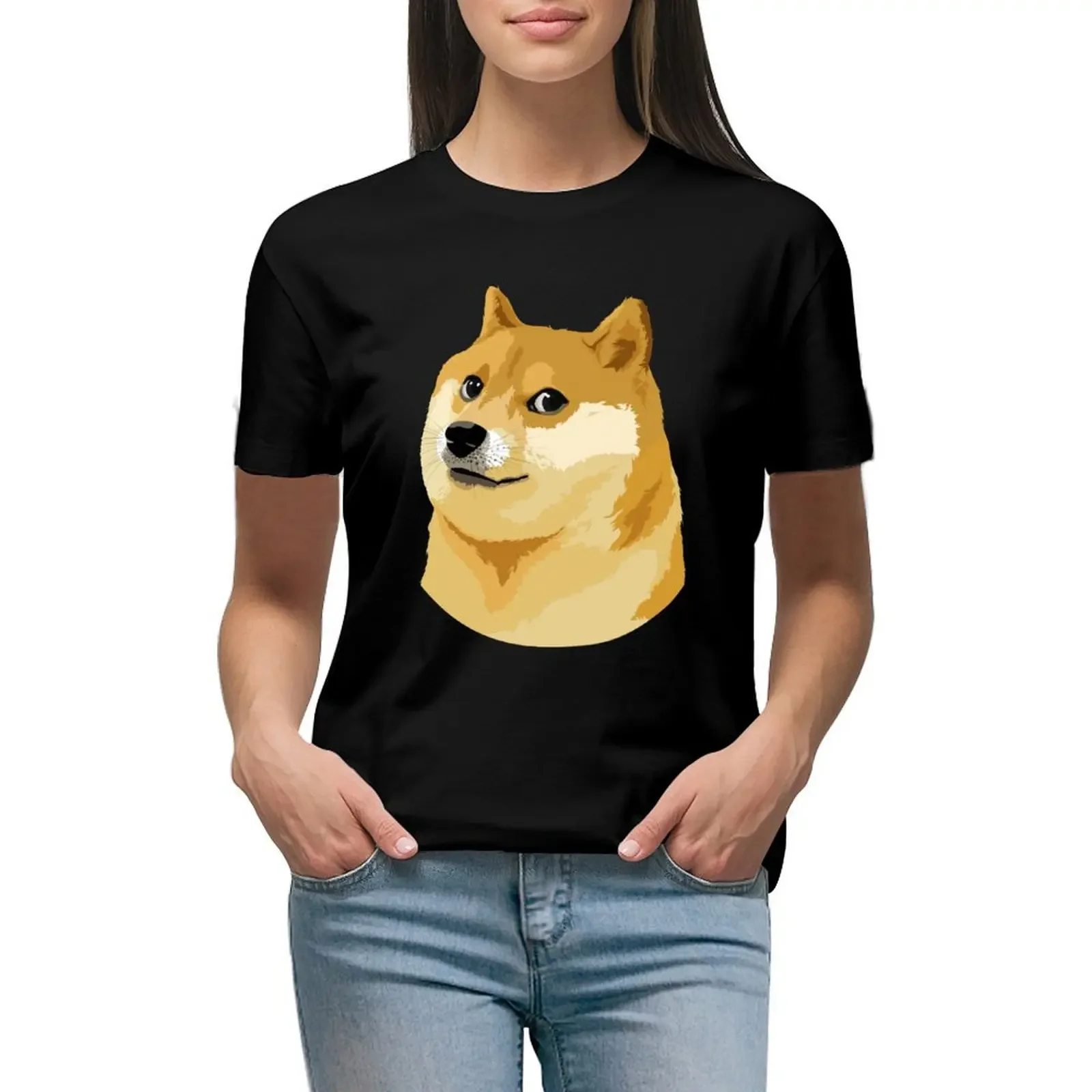 Doge Coin T-Shirt summer clothes customs vintage cute clothes white t-shirt dress for Women sexy