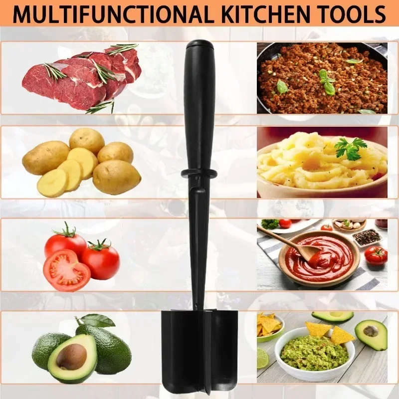 Kitchen Meat Chopper Ground Beef Masher Utensil Heat Resistant Non-Stick Hamburger Choppe Potato Masher Tool Kitchen Gadgets