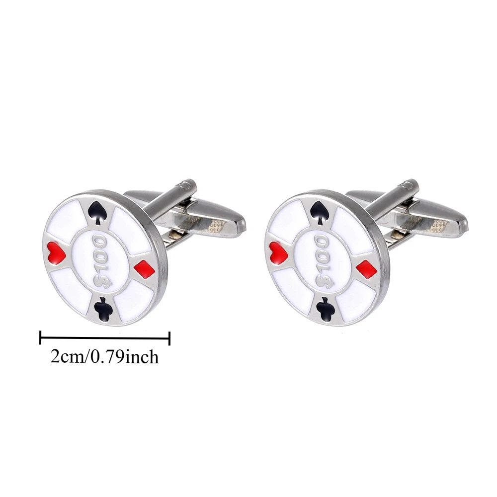 Personalized Poker Suit Color Cufflink Set Men's Fun Spades Red Heart Poker Shirt Sleeve Nails Casual Versatile Suit Accessories