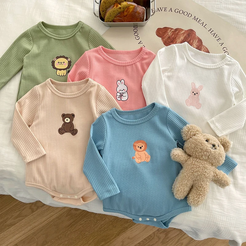 2025 Spring Autumn Newborn Clothes BoysGirls Cotton Baby Bodysuit Long SleeveCartoon Jumpsuit for 0-24 months InfantJumpsuit