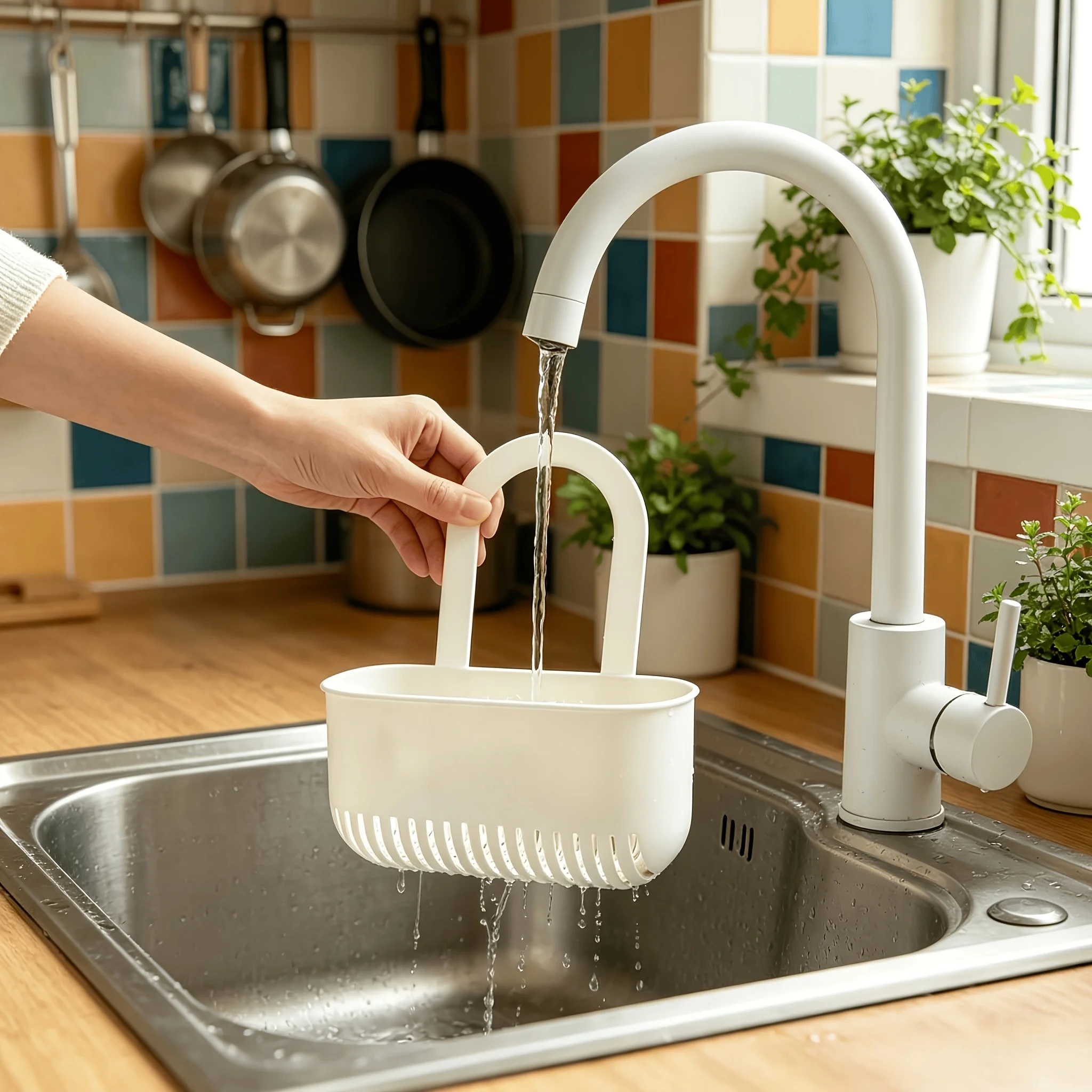 1pc Multifunctional Drain Basket, Thickened And Durable, Easy to Disassemble, No-Drill Sink Filter Rack, Kitchen And Bathroom