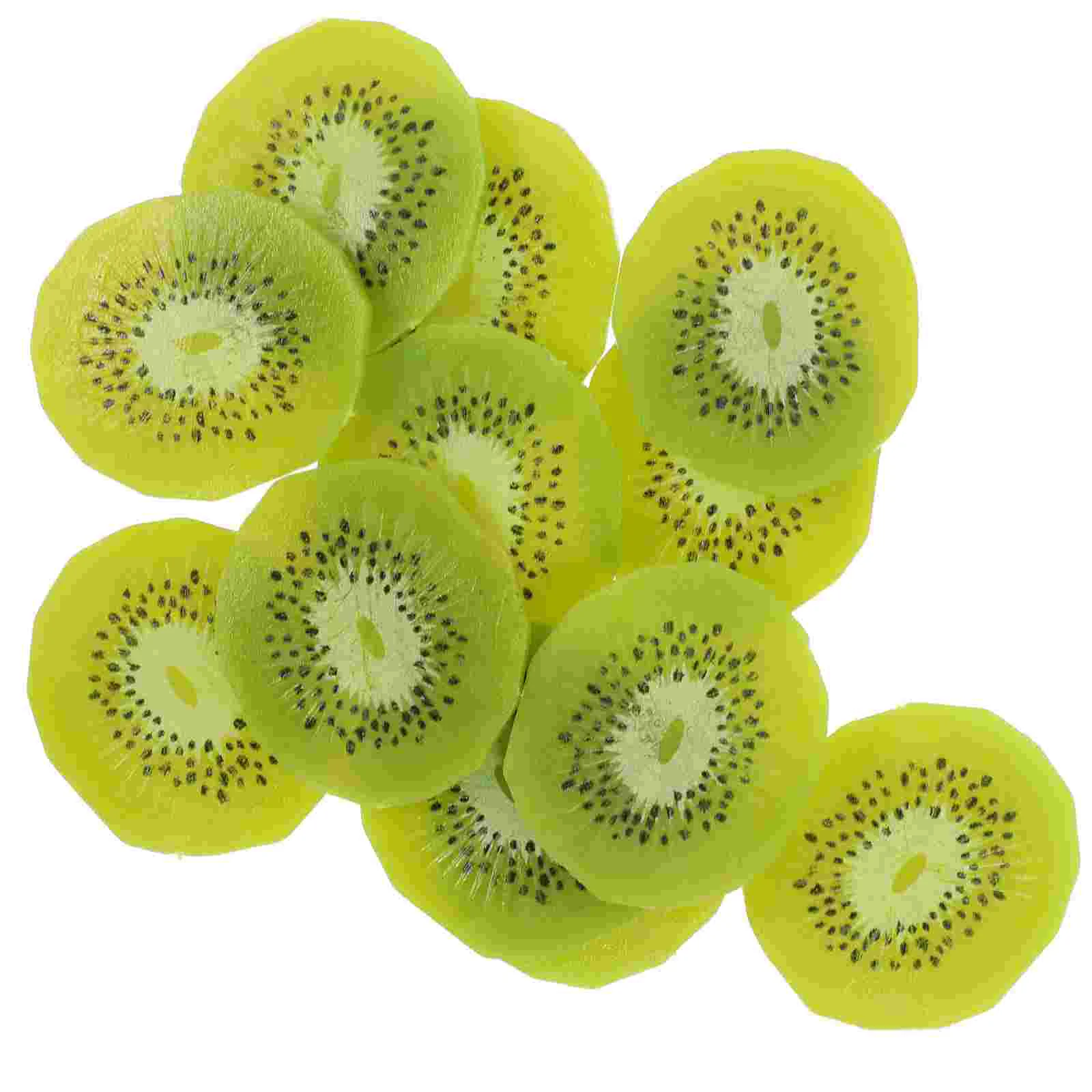 12 Pcs Simulated Kiwi Simulation Slice Decor Pvc Artificial Fruit Green Toys Model Faux Scene Adornment