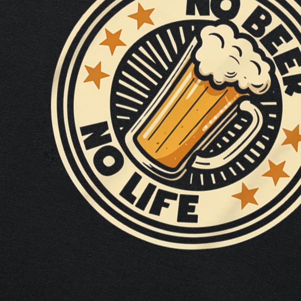 No Beer No Life Vintage Lustiges T-Shirt für Trinkliebhaber, Partyfans, lässiges Grafik-T-Shirt, hochwertige Baumwolle, normale Kurzarmform – Detail 3