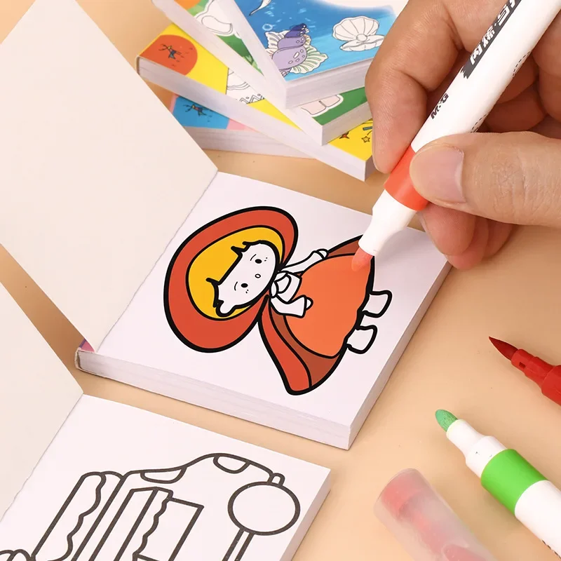 50 Sheets Cartoon Convenient Graffiti Children's Sticky Notes Coloring Watercolor Coloring Children's Enlightenment Picture Book