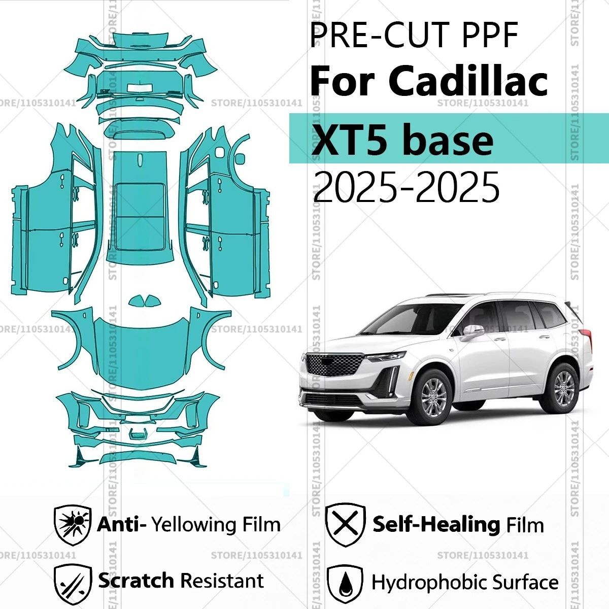 For Cadillac XT5 base 2025-2025 Pre-Cut Paint Protection Film PPF Transparent Car Film Professional Automotive PPF Full Vehicle