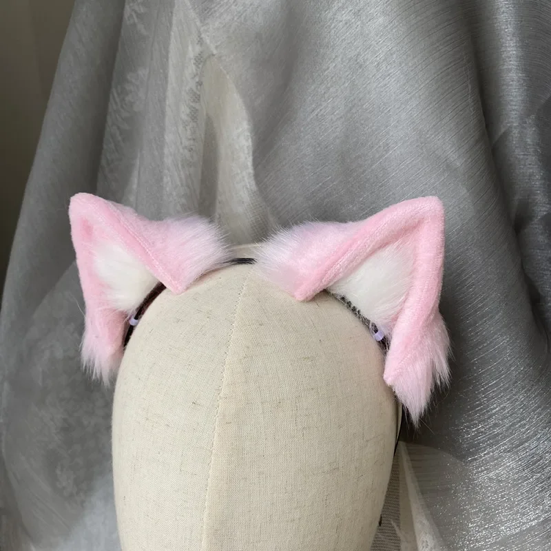 Nach Maß Halloween Katze Ohr Cos Beast Ohr handgemachte süße schöne Cosplay Kopfbedeckung Haarnadel rosa Katze Ohren für Anime Lolita Cosplay