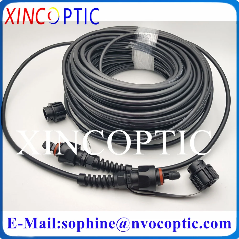 1Pcs 12Core 6.0mm 200M ODVA-MPOAPC Female TE Brand To MPO-F OM4 Optic Patch Cord and 2Pcs MPO Male M to LC/UPC 1M Fiber Jumper