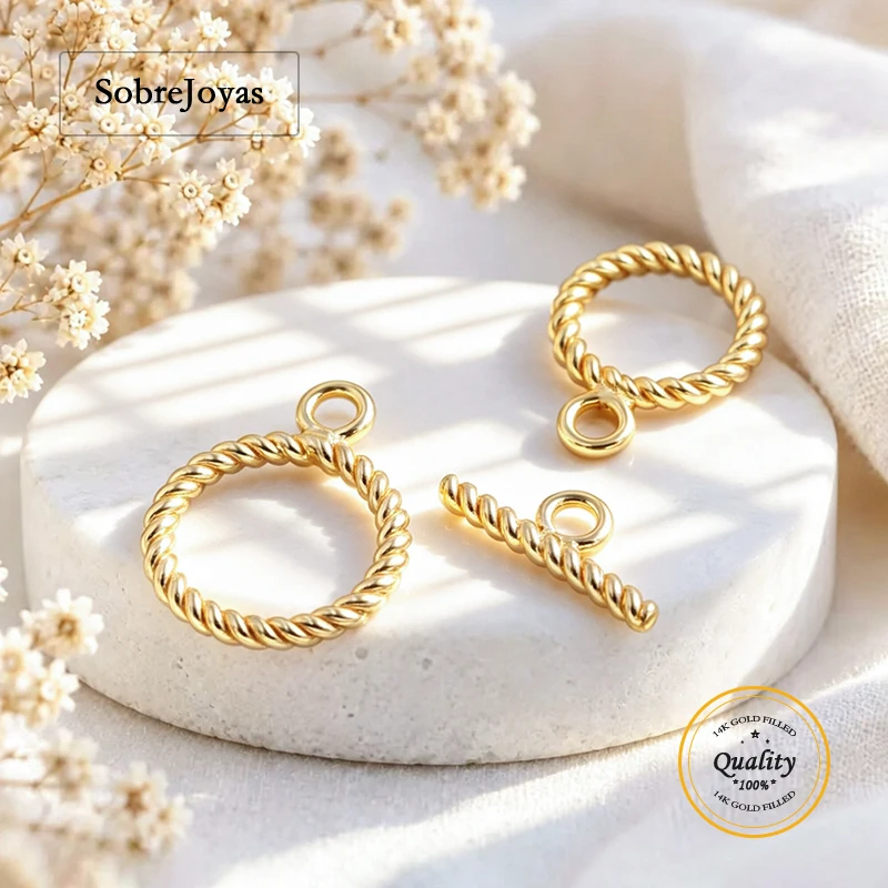 14K Gold Filled Twist round Toggle Clasp Set for Jewelry Making - Bracelet And Necklace Clasps Gold Filled Jewelry Supplies