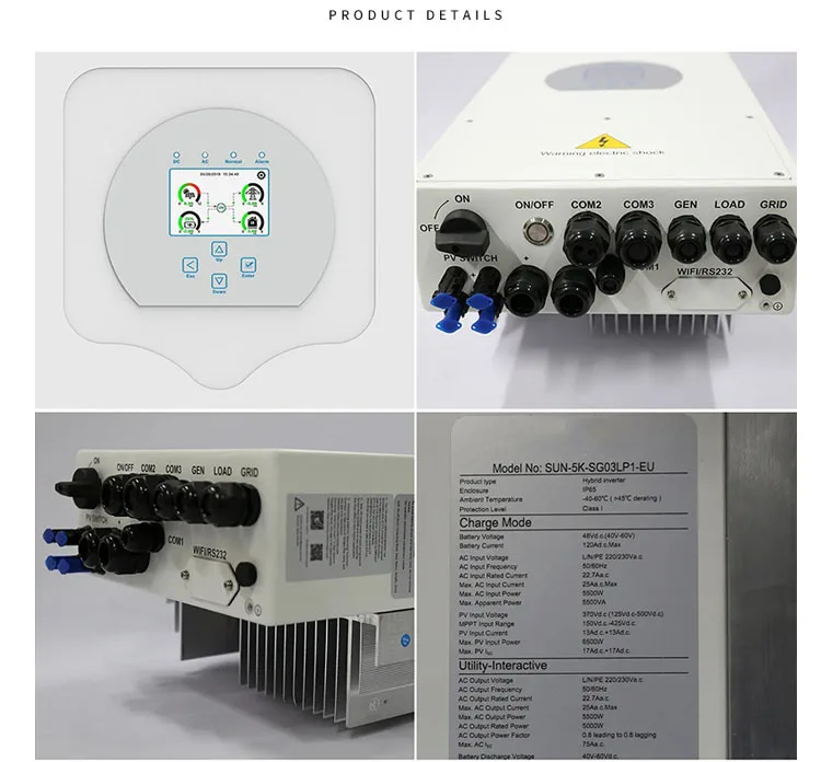 High Quality On/Off Grid Solar Inverter Hybrid Inverter SUN-6K-SG05LP1-EU Low Cell Single Phase Solar Inverter