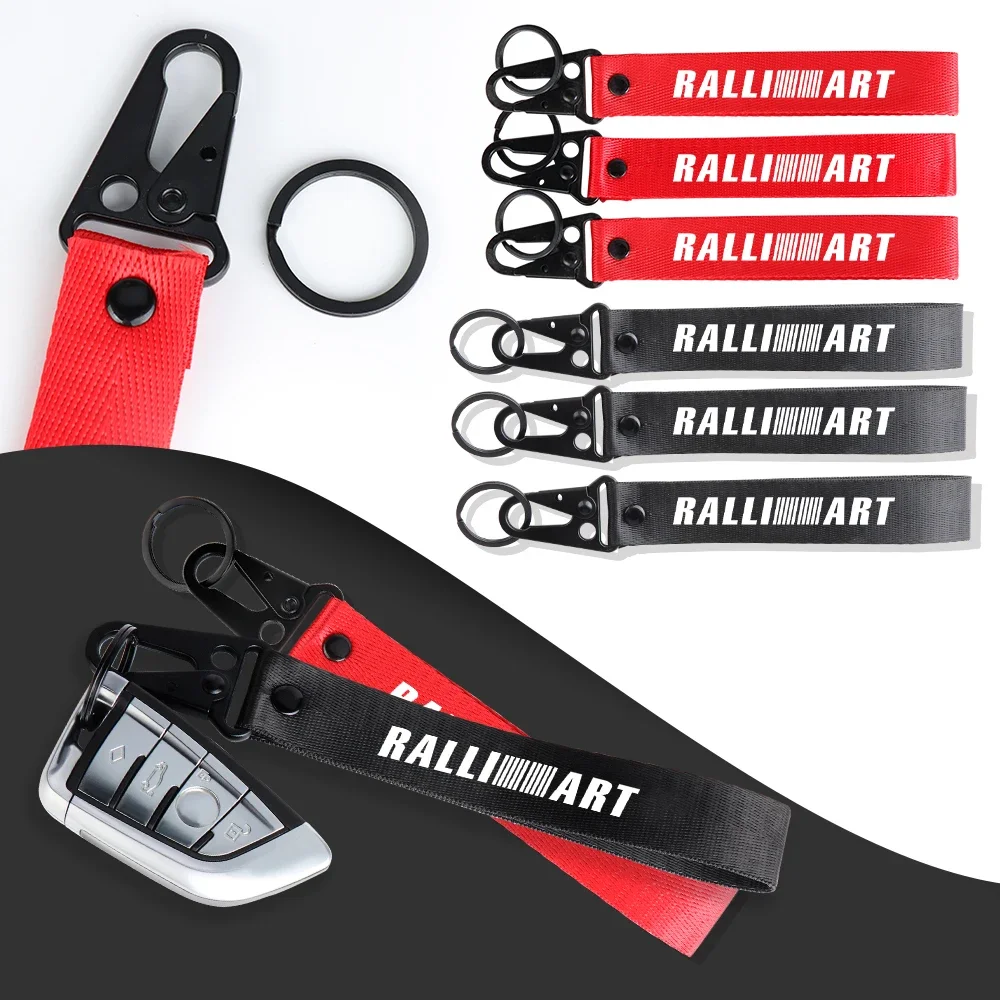 

Ralliart Nylon Ribbon Keyring Metal Buckle for Mitsubishi Triton L200 Xpander Eclipse Cross Car Key Holder Accessories