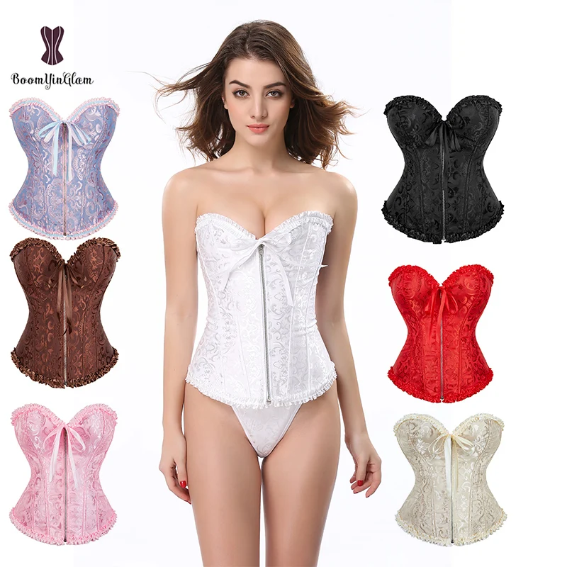 

Plus Size Strapless And Backless Women Body Shapewear Vintage Boned Corselet Slimming Corsets And Bustiers With Zip