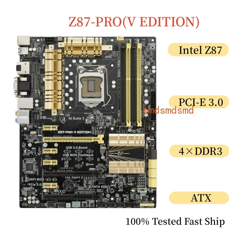 

For Asus Z87-PRO V EDITION Motherboard 32GB LGA 1150 DDR3 ATX Mainboard 100% Tested Fast Ship