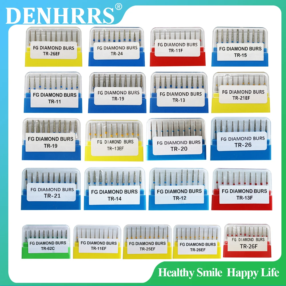 Dental Burs BR SF SR SO SI WR CR FL DI Series Diamond Burs 10Pcs/Pack
