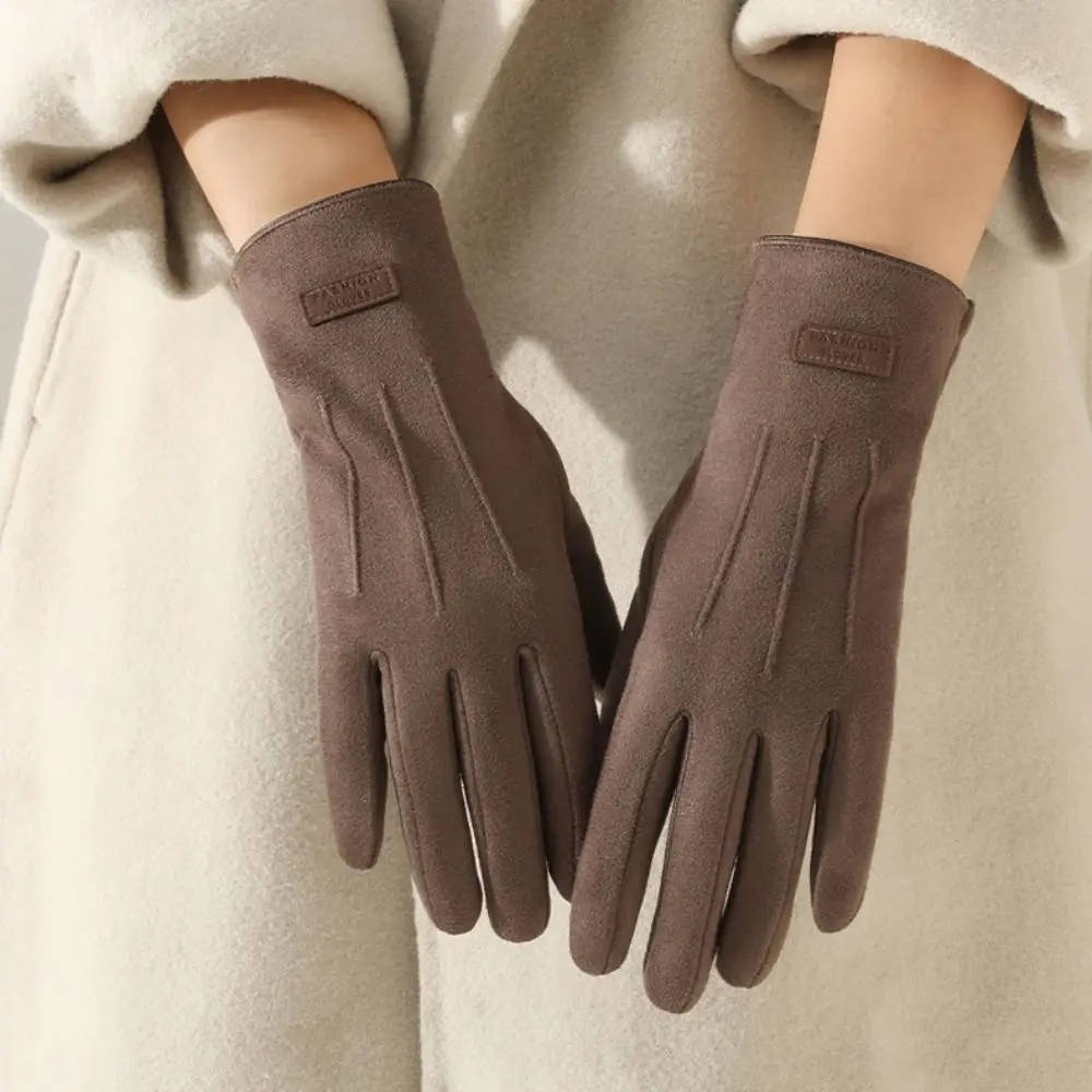 All-Match Velvet Winter Cycling Gloves Thick Soft Women Mittens Waterproof Korean Style Suede Gloves Outdoor