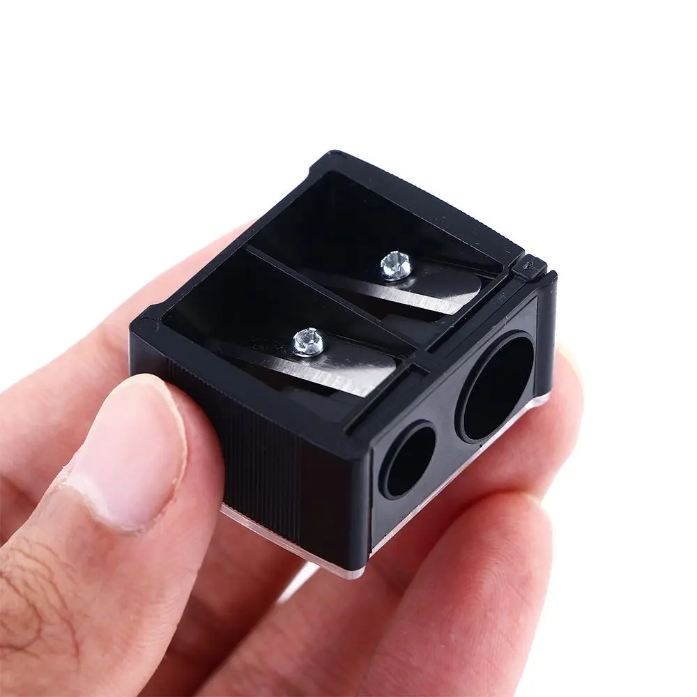 Stationery Precision Black Cosmetic Sharpener Makeup Sharpeners Mechanical Pencil Sharpener Double Holes Pencil Sharpener