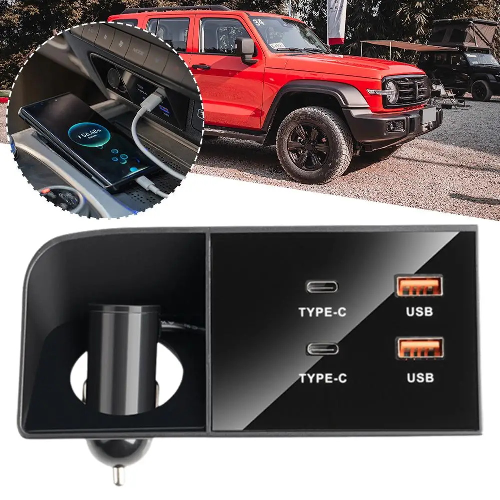 For Tank 300 Car Fast Charger USB Shunt Hub Type C Splitter Type With Charging USB Accessories Adapter To C Cigarette Light V4L7