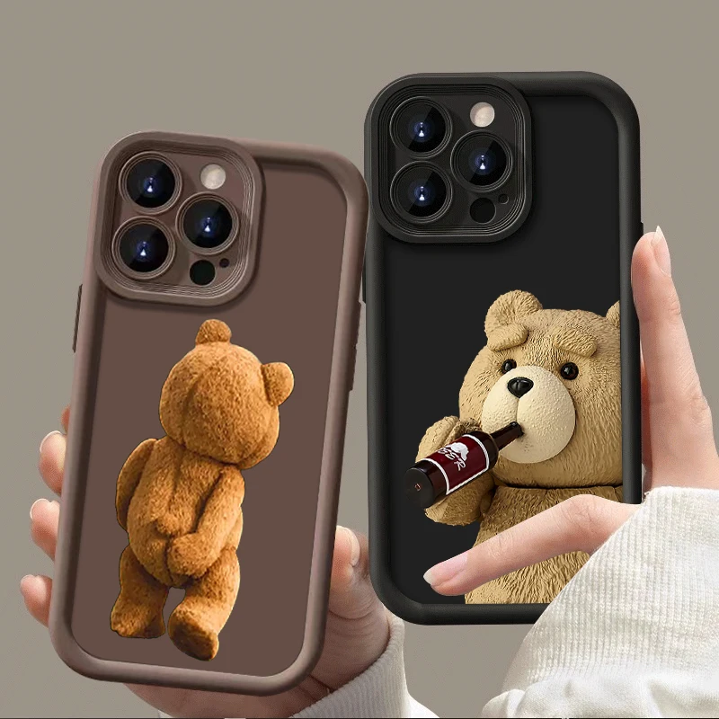 Cartoon Teddy Bear Phone Case for Xiaomi Redmi Note 13 12 11 Pro Plus 12S 11S 10S 10 9 9S 8 12C 13C Soft Silicone Matte Cover