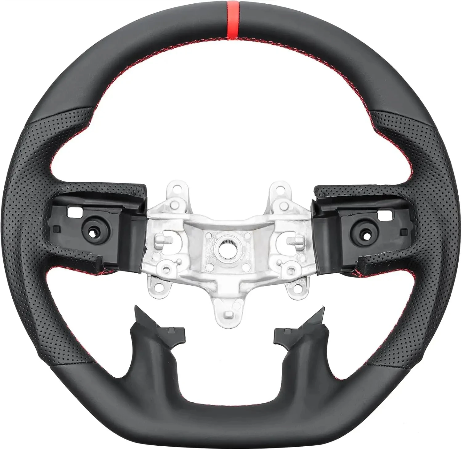 Fit For Dodge RAM 2500 2019-2024 Full Leather Steering Wheel Red Stitching Position Line Perforated Leather Car Upgrade Accessories