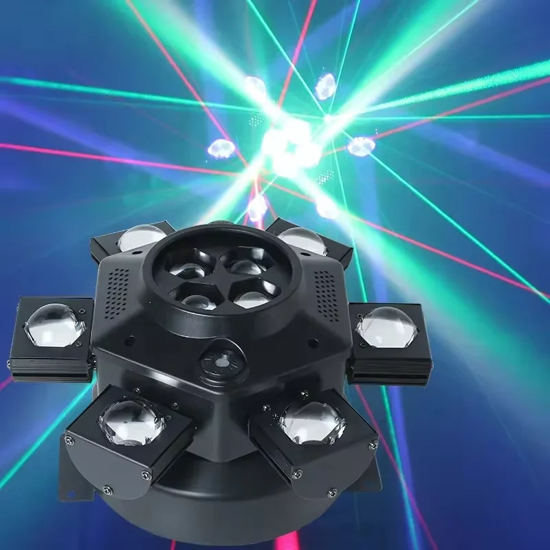 

Six Arm Little Diamond DJ Stage Light Three in One Moving Head Light Bar Beam Bee Eye Laser Effect Light Atmosphere Light Show