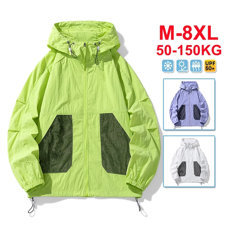 

Men Coat Sun Uv Quick Dry Protection Plus Size 8xl 7xl 6xl Jacket Upf 50+ Hooded Soft Unisex Light Breathable Outdoor Waterproof