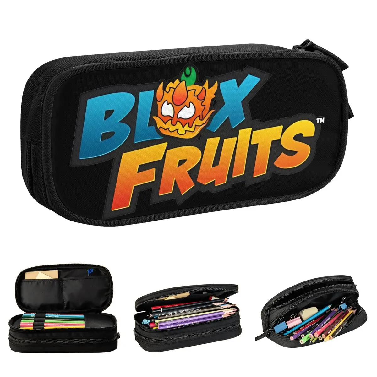 Blox Fruits Merch Game Logo Pencil Cases Creative Pen Box Bag Girl Boy Large Storage Office Cosmetic Pencil Box