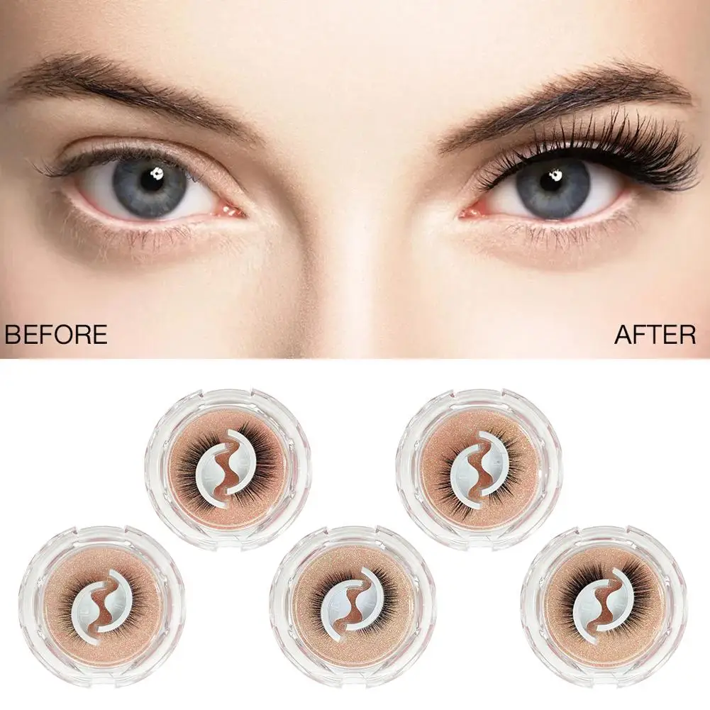 1 Paar wieder verwendbare selbst klebende Wimpern natürliche mehrere selbst klebende Wimpern Zubehör reversible kleber freie Kosmetik l1k0