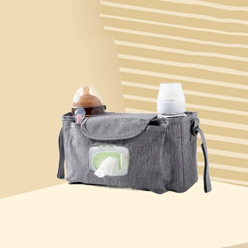 Bolsa multifuncional para carrinho de bebê, grande capacidade com vários bolsos, armazenamento pendurado, à prova d'água, cuidados com o bebê