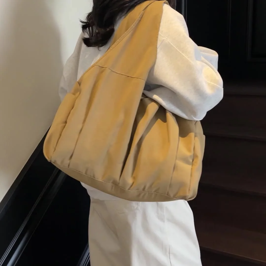 

Сумка-тоут большой емкости в корейском стиле, мягкая сумка через плечо для поездок на работу и класс, осенне-зимний сезонный модный аксессуар