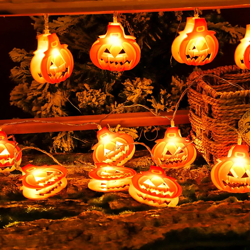 Guirnalda de luces LED impermeables para decoración de calabaza de Halloween, luces de ambiente para interior y habitación, batería para exteriores, 2023, 261