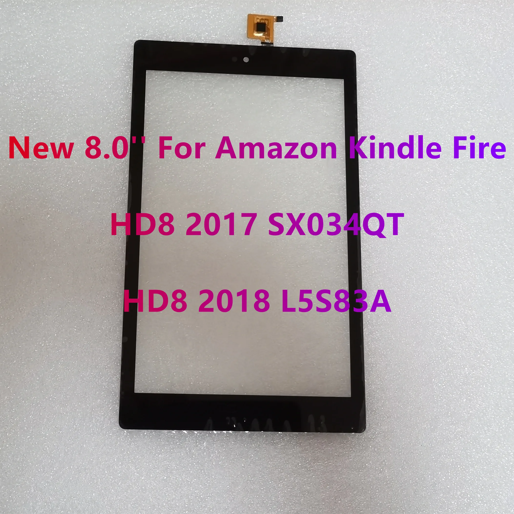 Touch Screen digitador vidro painel, peça de substituição para Amazon Kindle Fire HD 8 HD8 2018 L5S83A HD 8 HD8 2017 SX034QT, novo