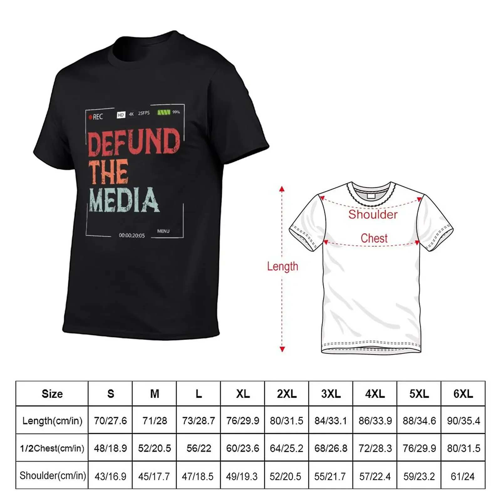 Defund The Media T-Shirt funnys vintage clothes quick drying cute tops Short sleeve tee men