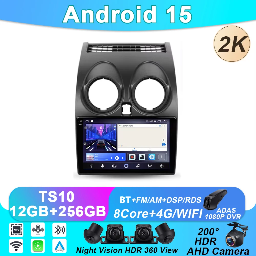 

For Nissan Qashqai 1 J10 2006 - 2013 Car Radio Multimedia Video Player GPS Navigation Android Auto Carplay BT WIFI No 2din DVD