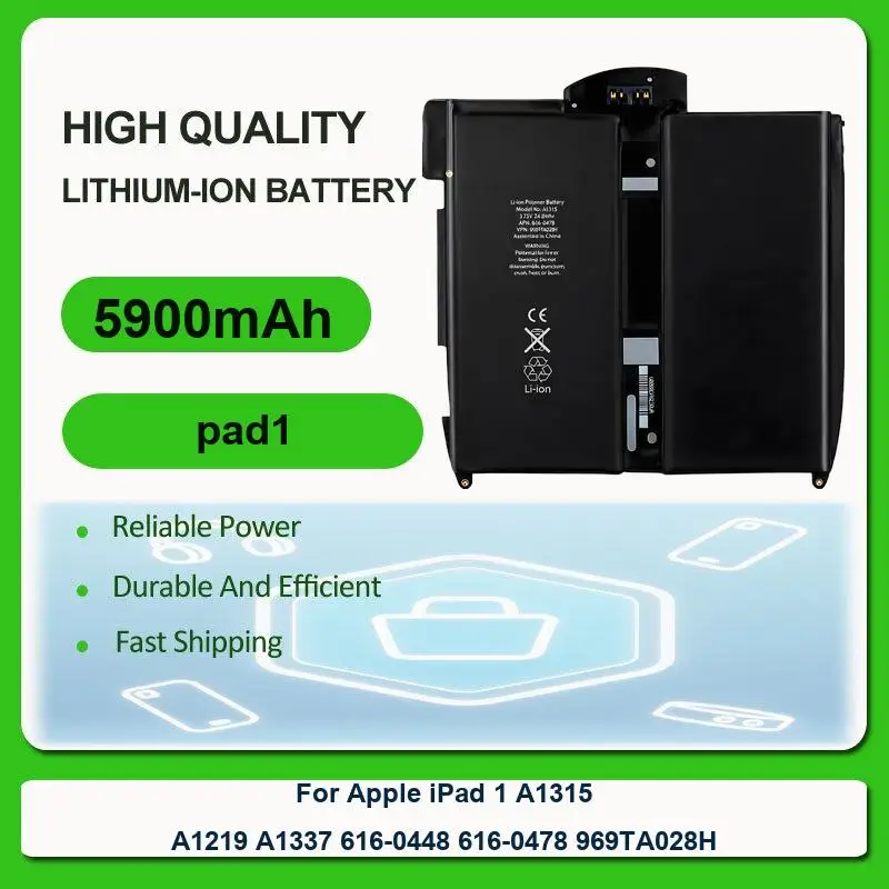 

Replacement Tablet Battery For Apple iPad 1 A1315 A1219 A1337 616-0448 616-0478 969TA028H pad1 5900mAh