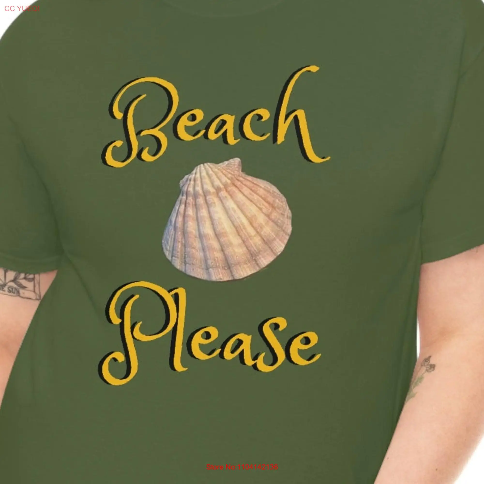 Beach T Shirt Please Vacation Sea Shell Seashelling Fun Heavy Cotton long or short sleeves