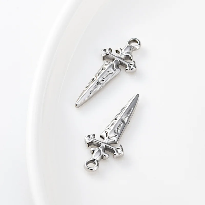 

Sword Shaped Cross Pendant Stainless Steel Charms DIY Accessories Jewelry Making Trend Necklaces Bracelets Crafting Supplies