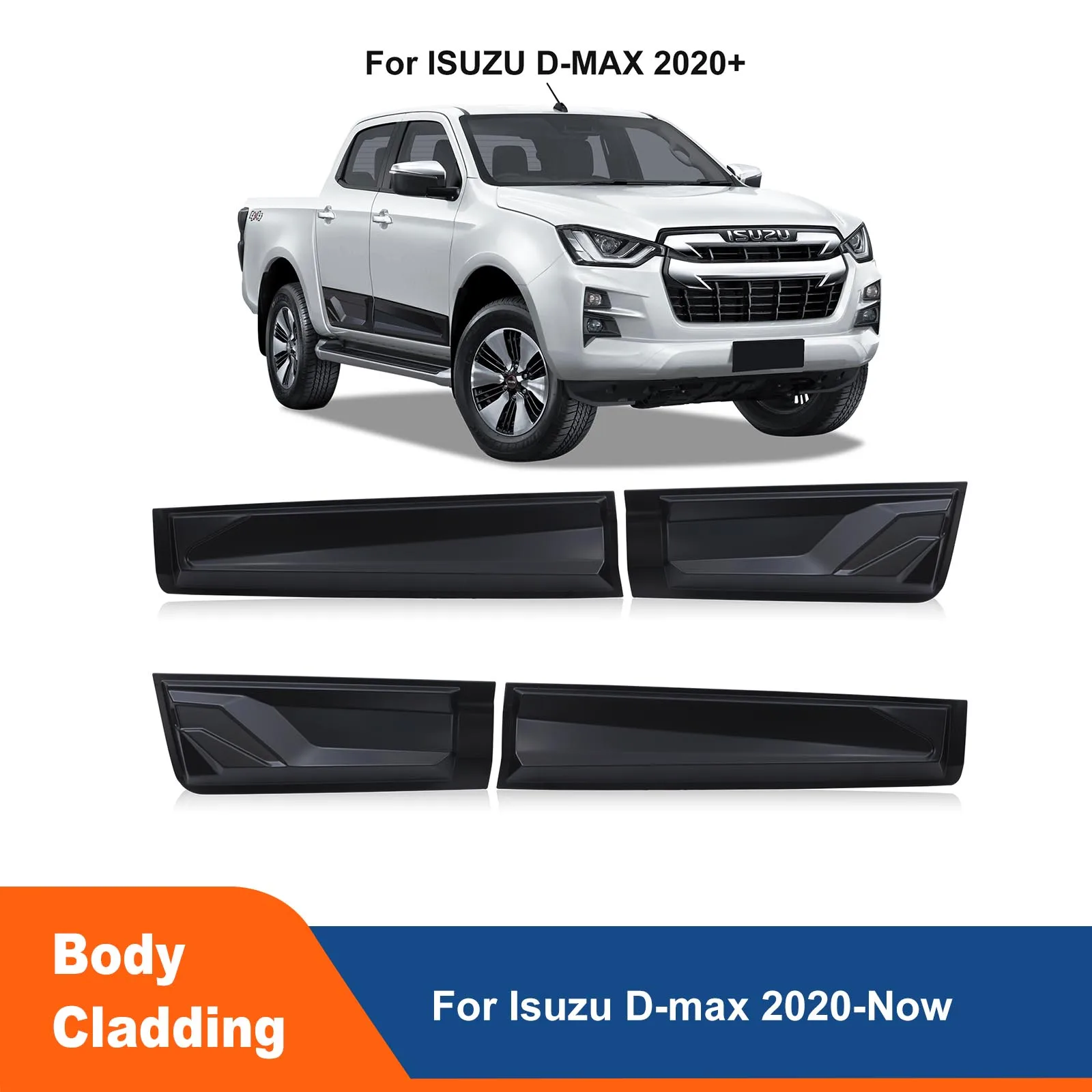 Body Cladding Side Guard Matte Black For ISUZU D-MAX 2020 2021 2022 2023 4X4 Car Styling Accessories