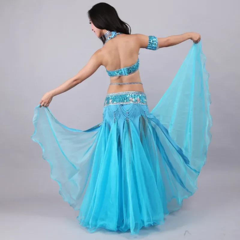 5-piece set of new adult belly dance performance suit flannel split skirt oriental dance performance costume