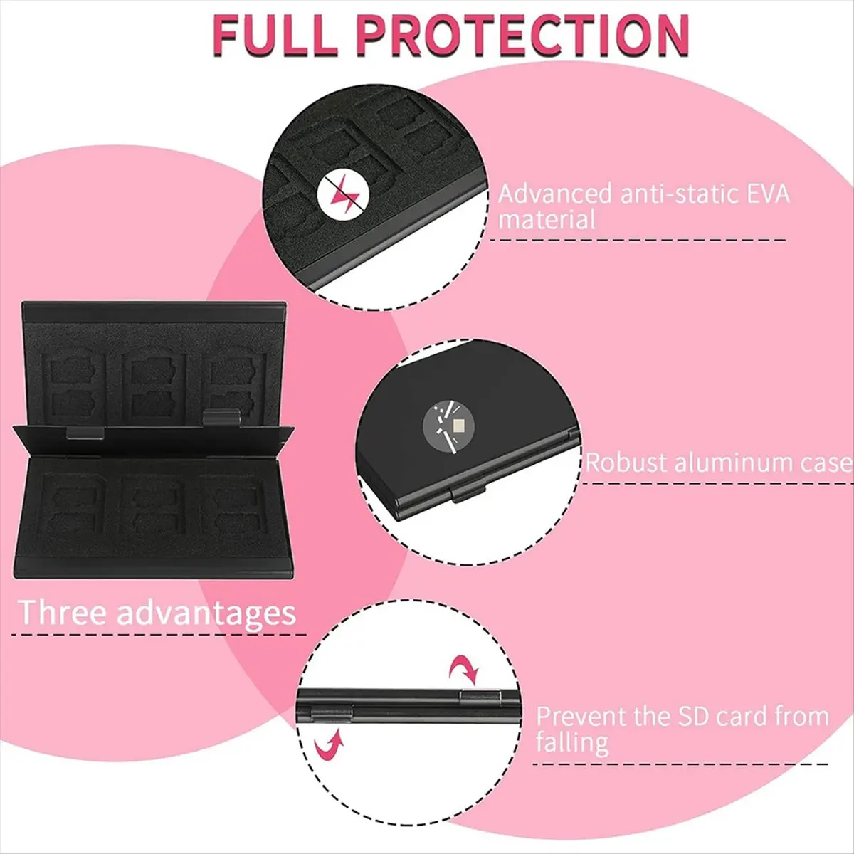 Promotion SD Card Holder SD Card Case Aluminum Alloy Hard Shell,Double Layer Capacity for 6 SD Cards and 12 TF Cards