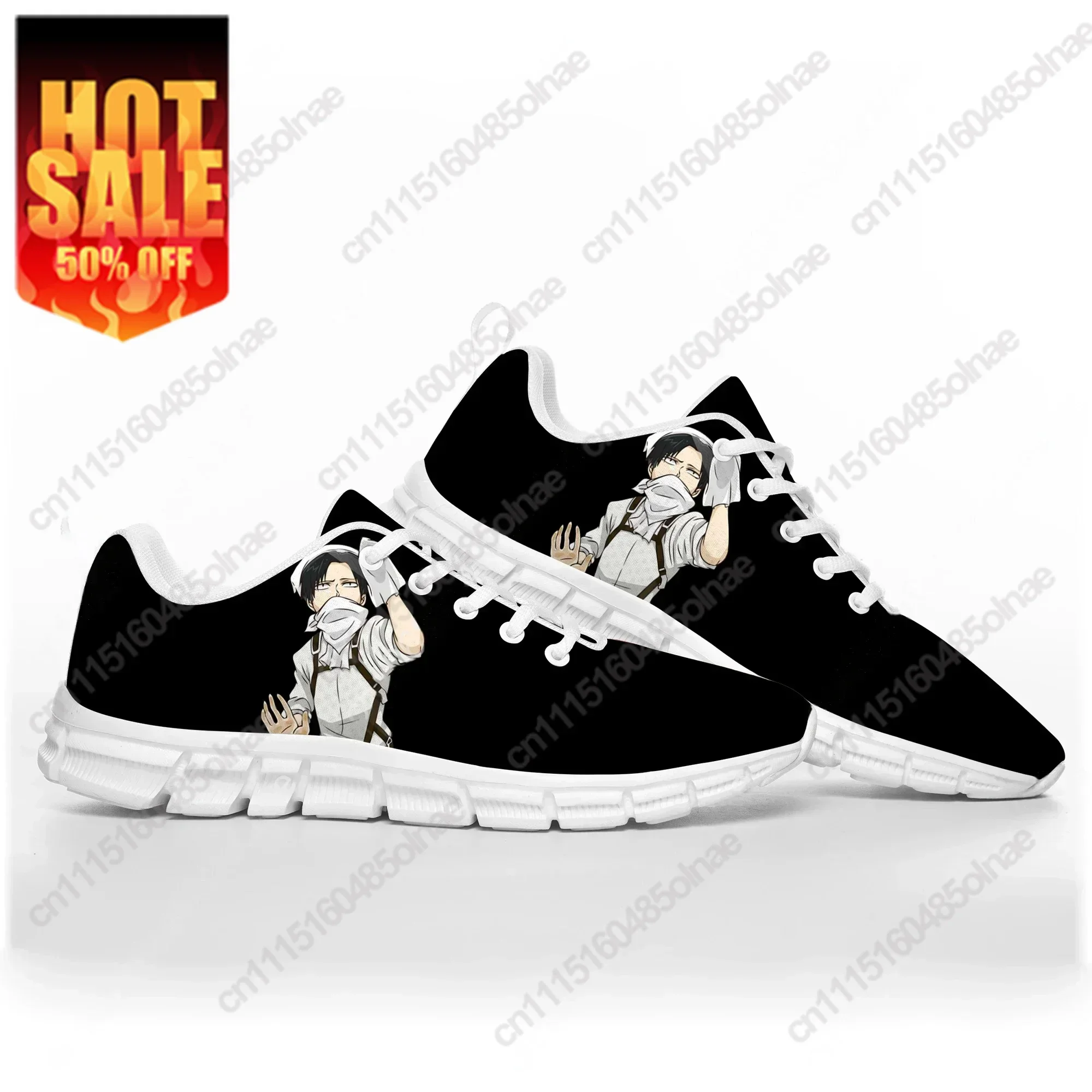 Attack on Titan Levi Sports Shoes Custom Lace Up Sneakers for Adult Men Women Not Above Ankle Anime Design