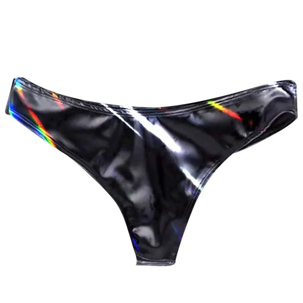 Sexy Womens Panties Panty Lingerie Wet Look Faux Leather Slink Shiny Low Rise Underpants Sissy Thongs Briefs Underwear