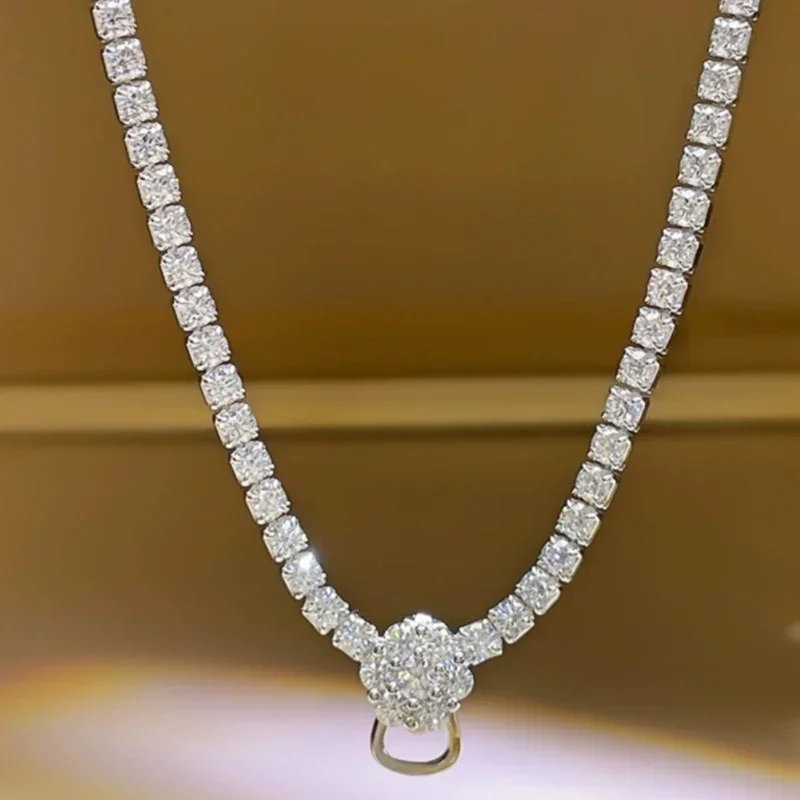 

Gaoding Full Diamond Necklace 925 Sterling Silver Sweater Chain Imported High Carbon Diamond Luxury Wedding Jewelry