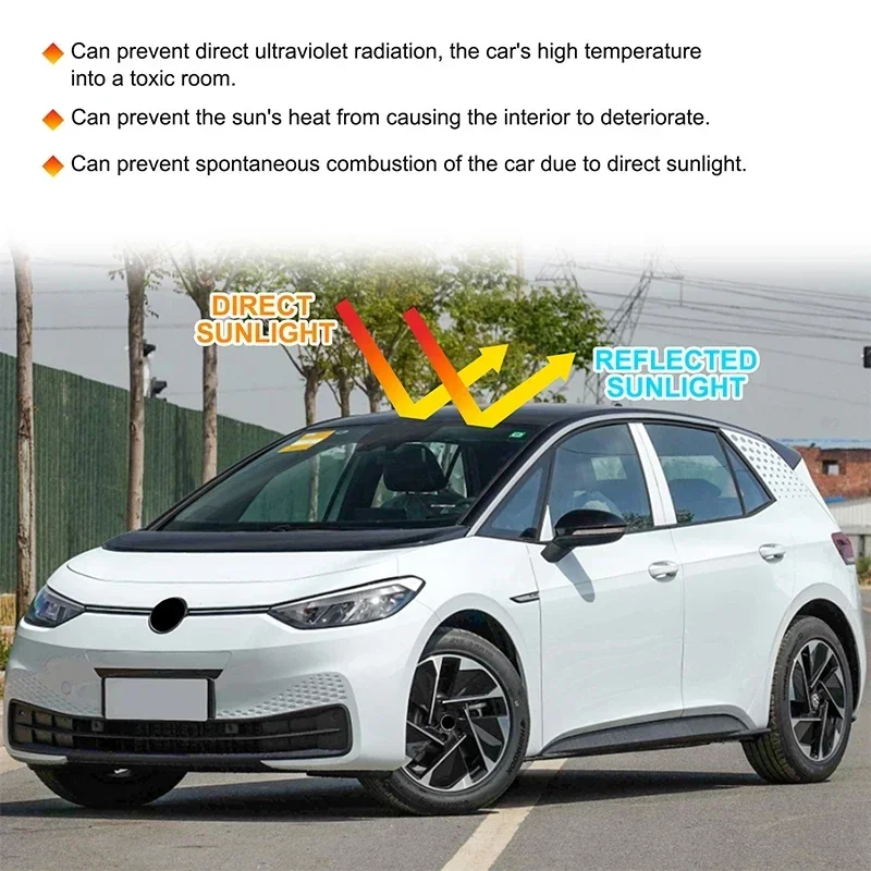 

For Volkswagen ID.3 2019-2024 Silver Tape Car Front Windshield Anti-UV Sunshade Interior Car Accessories