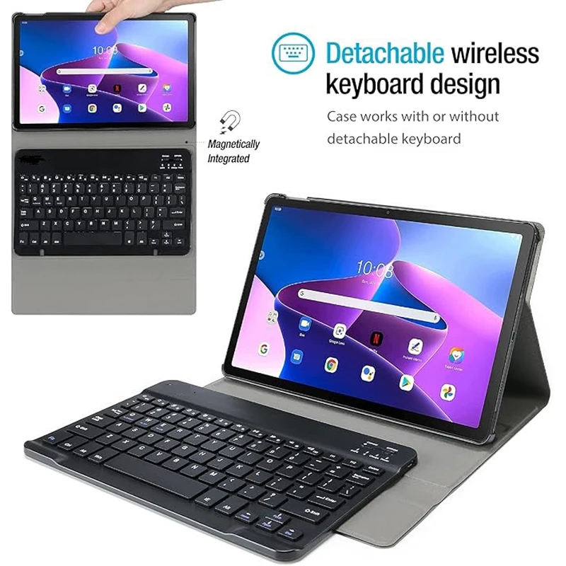 For Redmi pad SE 8.7 inch Case with Bluetooth Keyboard,Detachable Wireless Keyboard+Tablet Cover Redmi K pad 8.8 SE 8.7
