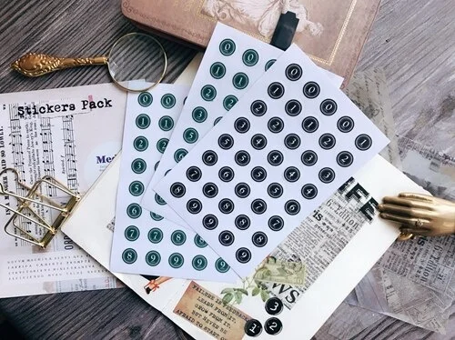 3Pcs A6 Vintage Round Number Digit Tags Sticker DIY Craft Scrapbooking Album Journal Planner Decorative Stickers