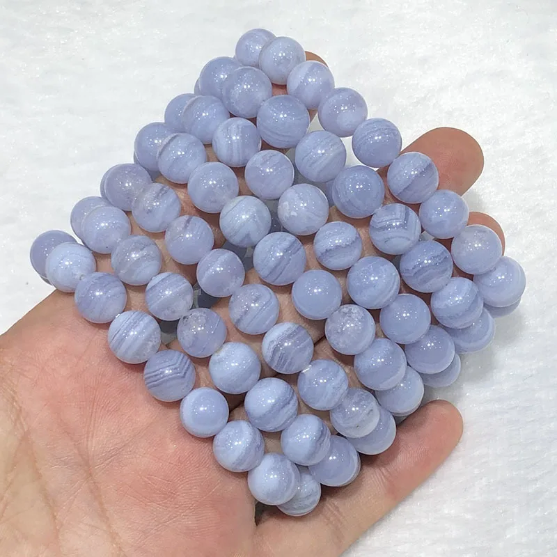 

Natural Blue Agate Bracelet Fashion Single Circle Women'S Chalcedony Round Beads