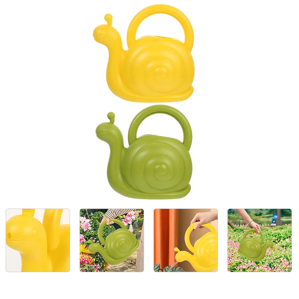 

2Pcs Watering Pot Cute Snail Design Garden Durable PE Material Easy Drainage Comfortable Handle