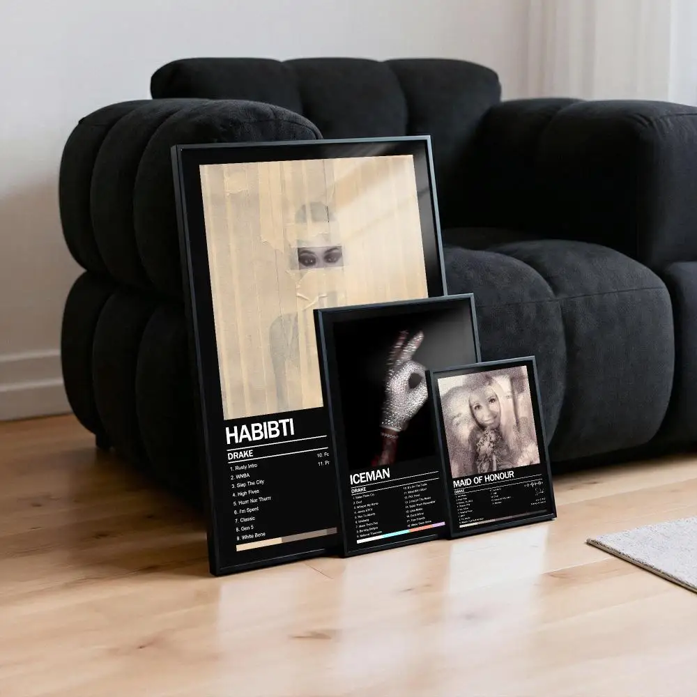Poster Peelable Self-Adhesive Album Cover Poster Stickers, Frameless Wall Art for Singer Band Pop Rap Bedroom D-Drake Iceman